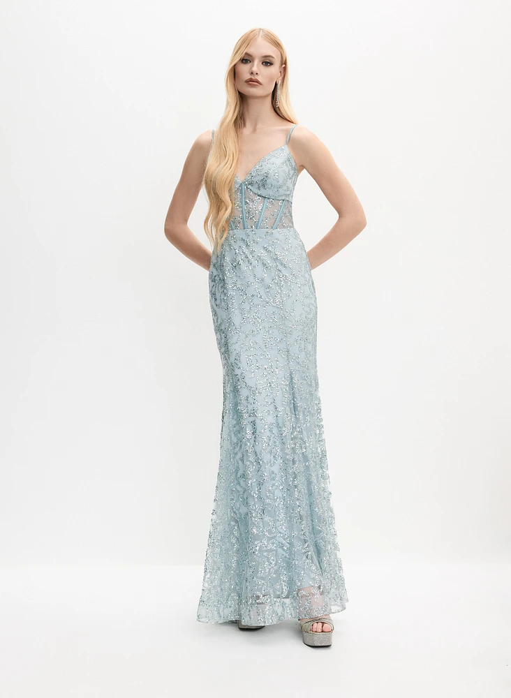 Robe-corset en dentelle scintillante
