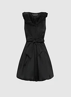 Belted Taffeta Dress