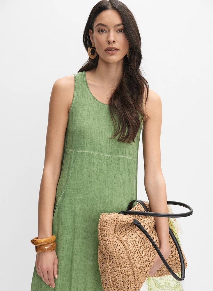 Robe midi en mélange de lin