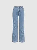 Embroidered Wide-Leg Jeans
