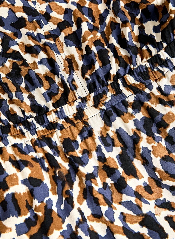 Robe à manches bouffantes et motif abstrait