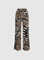 Leaf Print Wide Leg Pants