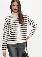Striped Sequin Front Sweater