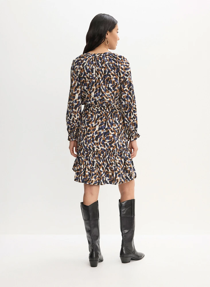 Robe à manches bouffantes et motif abstrait