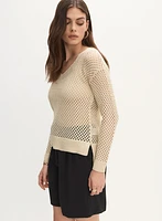 Pull à encolure en V tricot ajouré