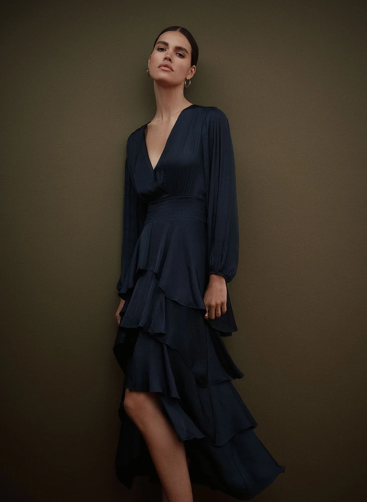 Tiered Satin Dress