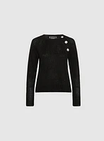 Crystal Button Trim Sweater