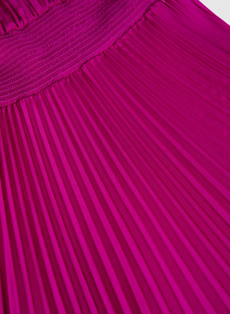 Plissé Satin Dress