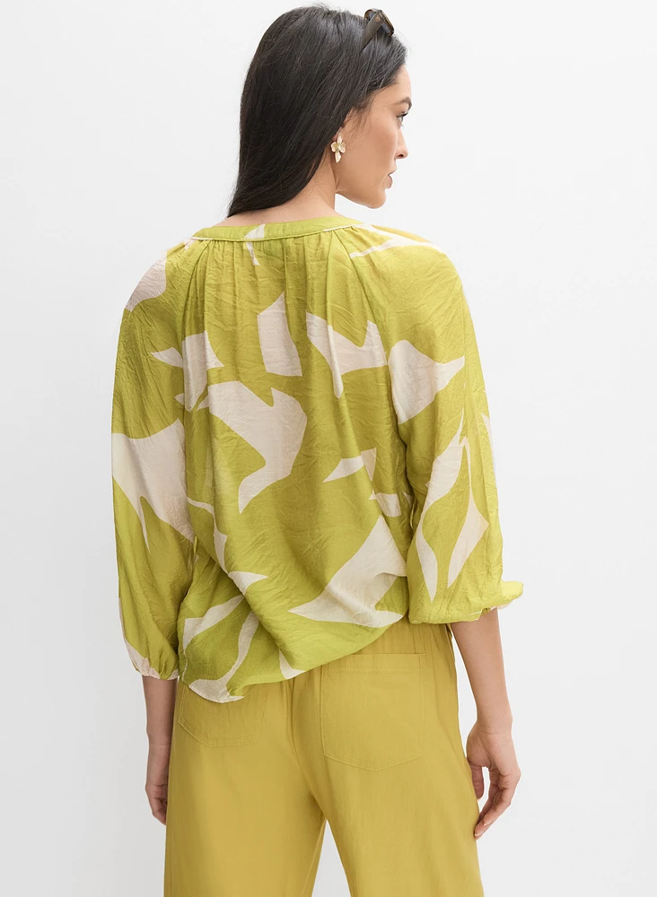 Printed Button-Down Blouse