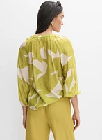 Printed Button-Down Blouse