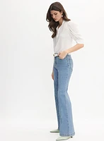 Embroidered Wide-Leg Jeans