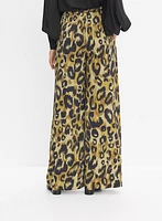 Leopard Print Wide-Leg Pants