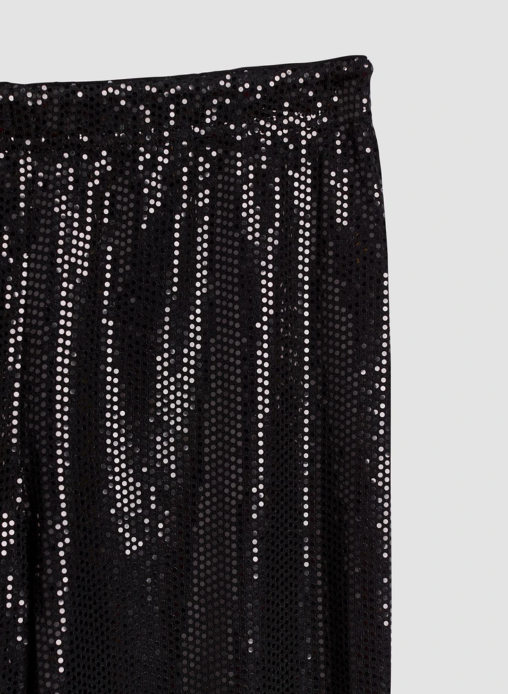 Pull-On Sequin Straight Leg Pants