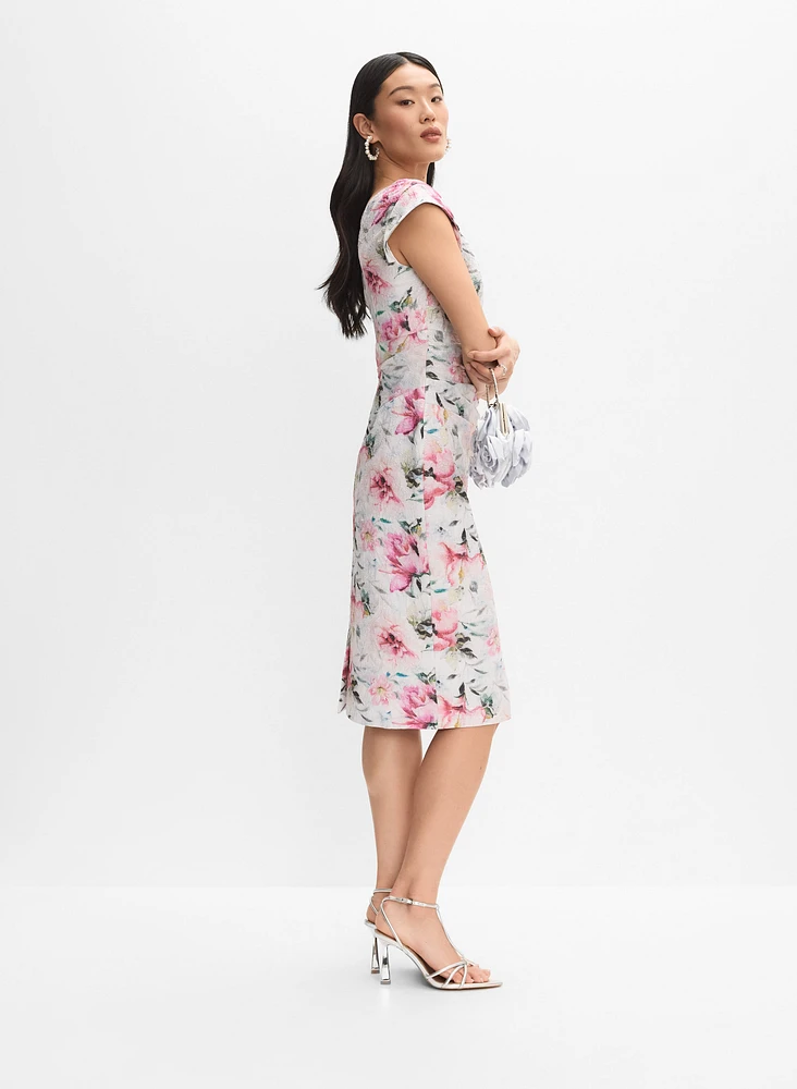 Adrianna Papell - Robe à motif floral métallique
