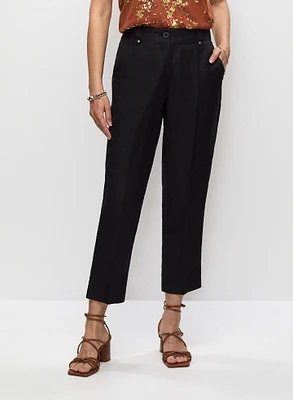 Pantalon capri Essentiels en mélange de lin