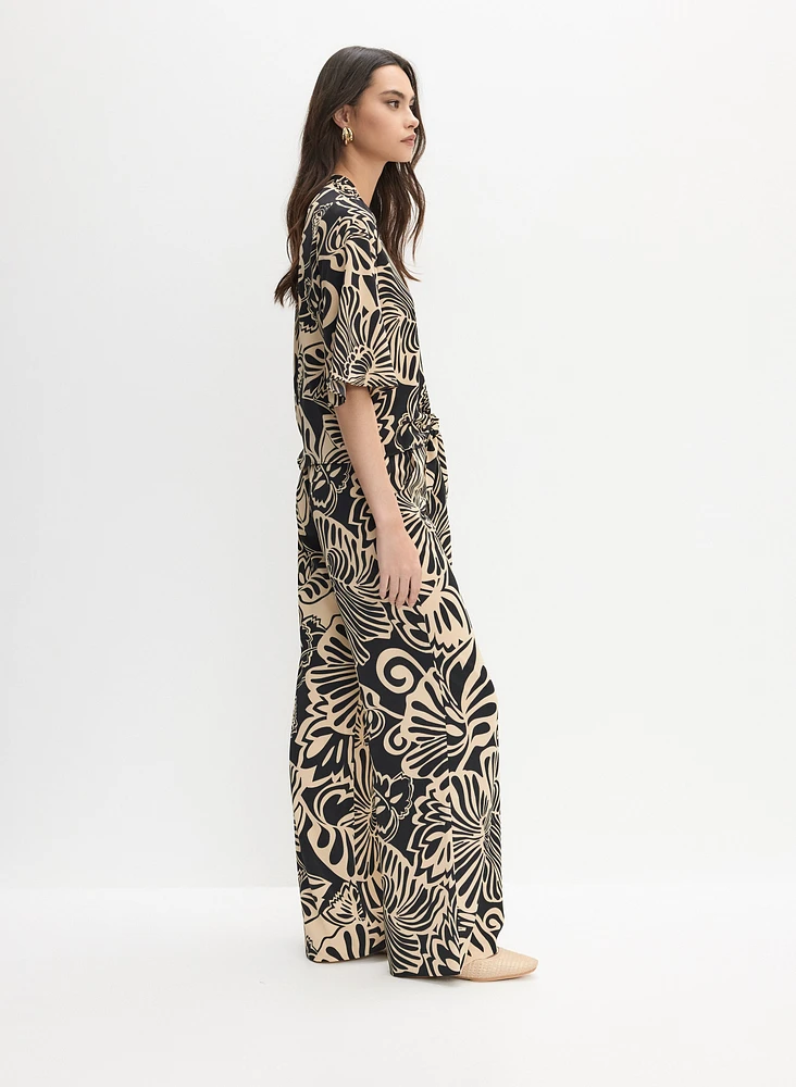 Pantalon à motif tropical