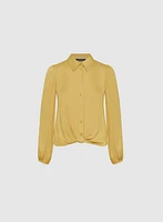 Satin Twist-Hem Blouse