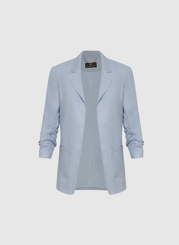 Blazer ouvert en mélange de lin