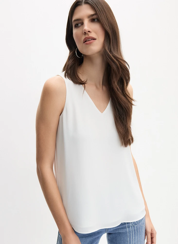 Blouse sans manches en crêpe