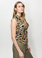 Leopard Print Sleeveless Blouse