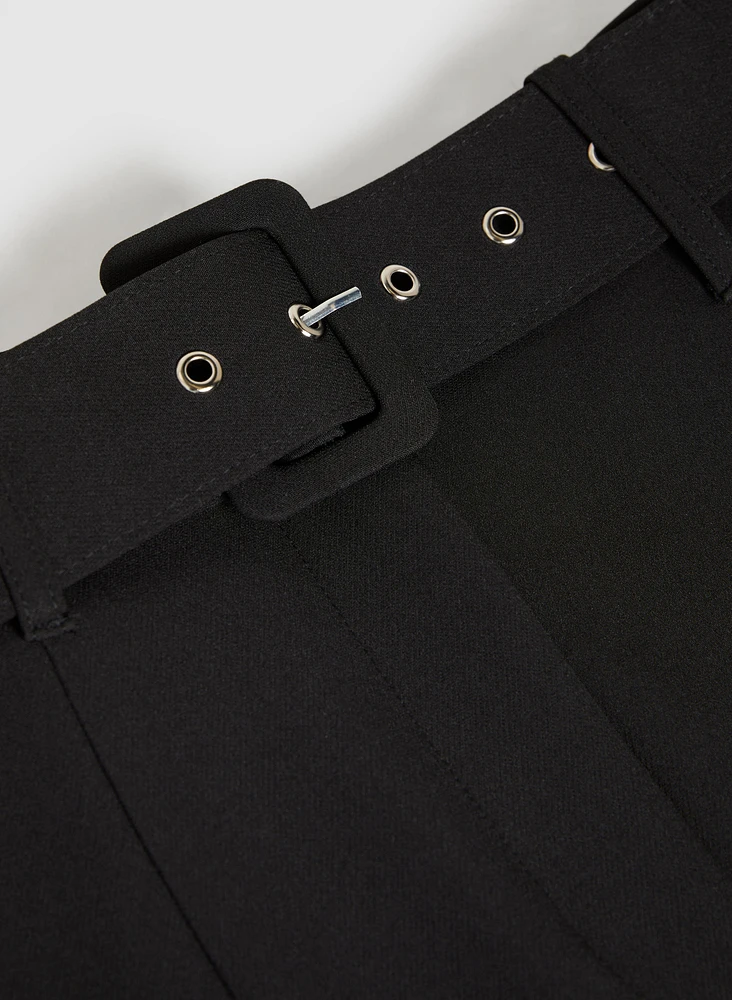 Belted Straight-Leg Pants