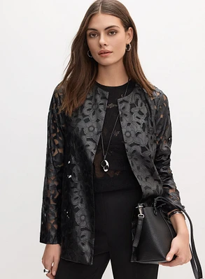 Floral Vegan Leather Jacket