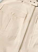 Zip Front Stretch Linen Skirt