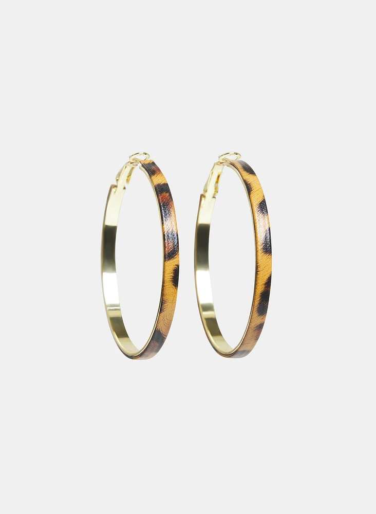 Cheetah Print Hoop Earrings