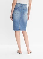 Embellished Denim Pencil Skirt