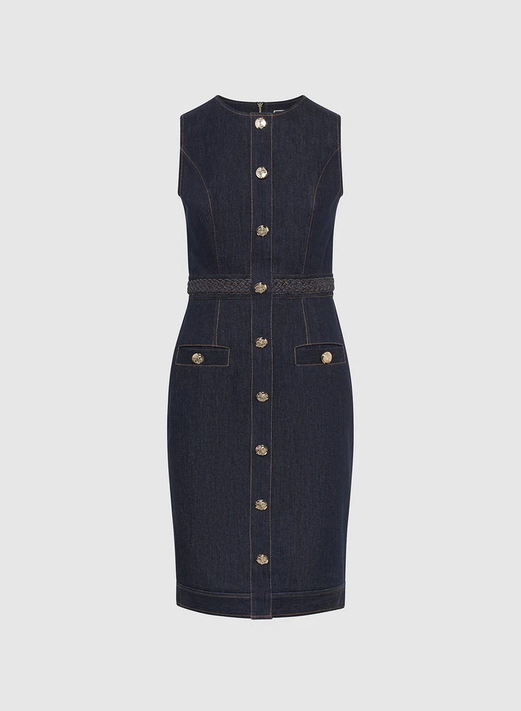 Robe en denim à ceinture tressée