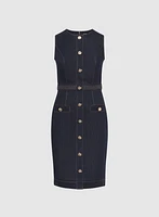 Robe en denim à ceinture tressée