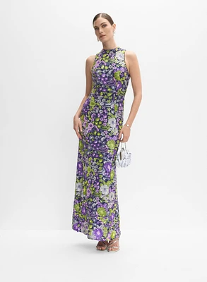Robe à motif floral paillettes