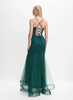 Embroidered Mesh Dress