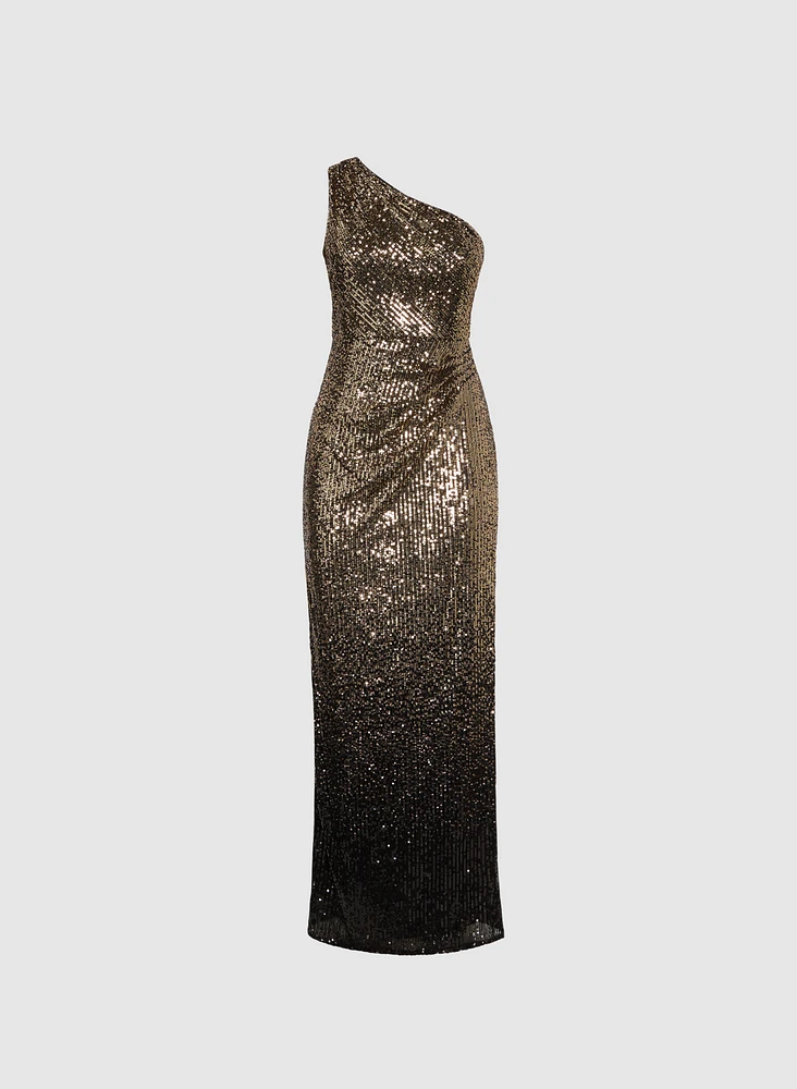 Robe épaule unique à paillettes