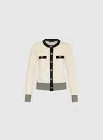 Striped Hem Button-Up Cardigan
