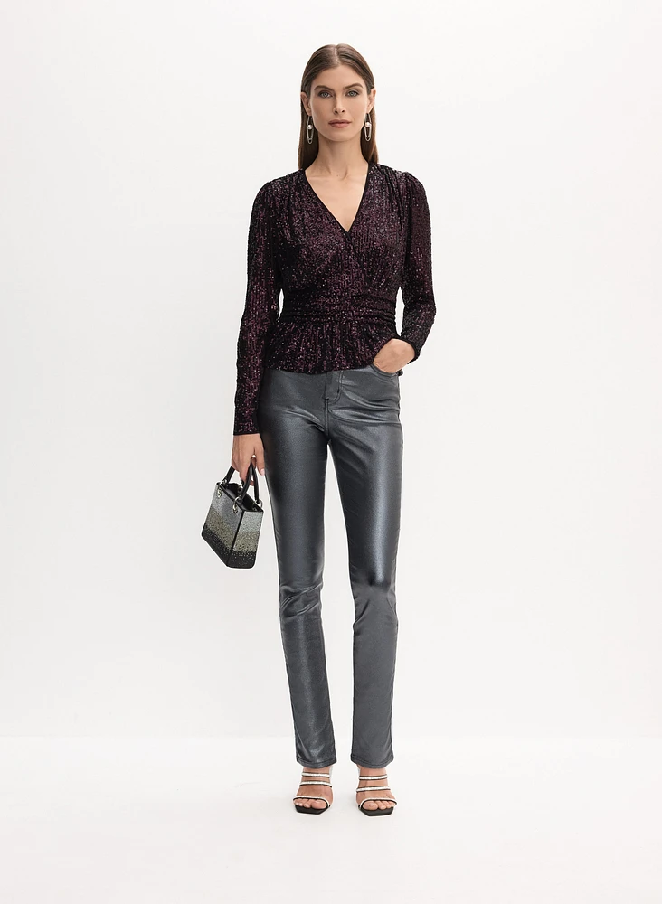 Peplum Sequin Top