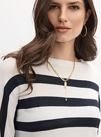 Striped Placement Print Sweater