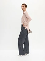 Satin Wide-Leg Cargo Pants