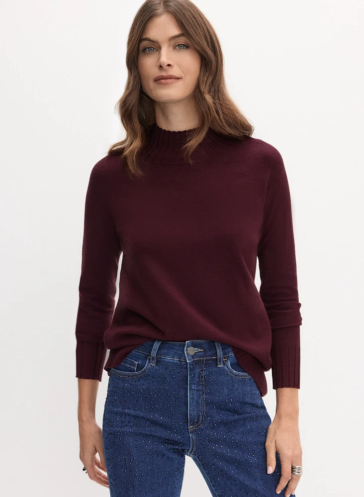 Mock Neck Rib Knit Sweater