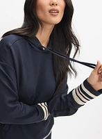 Striped Trim Hooded Sweatshirt