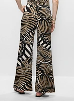Leaf Print Wide Leg Pants