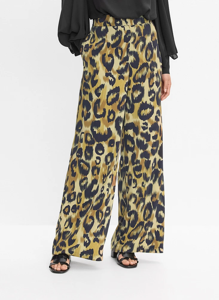 Leopard Print Wide-Leg Pants