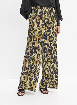 Leopard Print Wide-Leg Pants