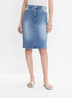 Embellished Denim Pencil Skirt