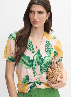Tropical Twist-Hem Blouse
