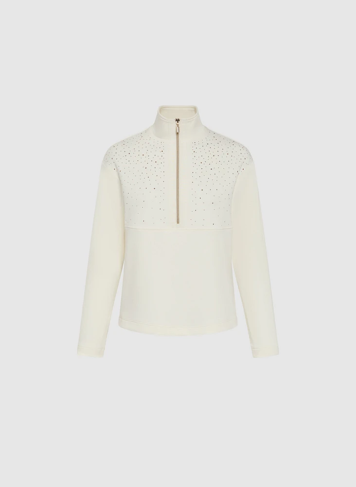 Embellished Funnel Neck Top