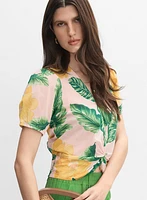 Tropical Twist-Hem Blouse