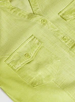 Linen-Blend Crosshatch Detail Blouse