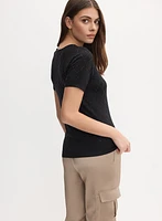 Embellished Grid T-Shirt