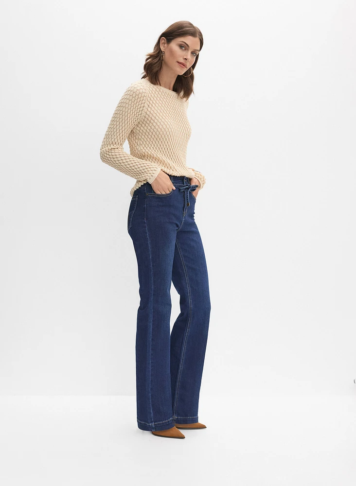 Drawstring Flare-Leg Jeans